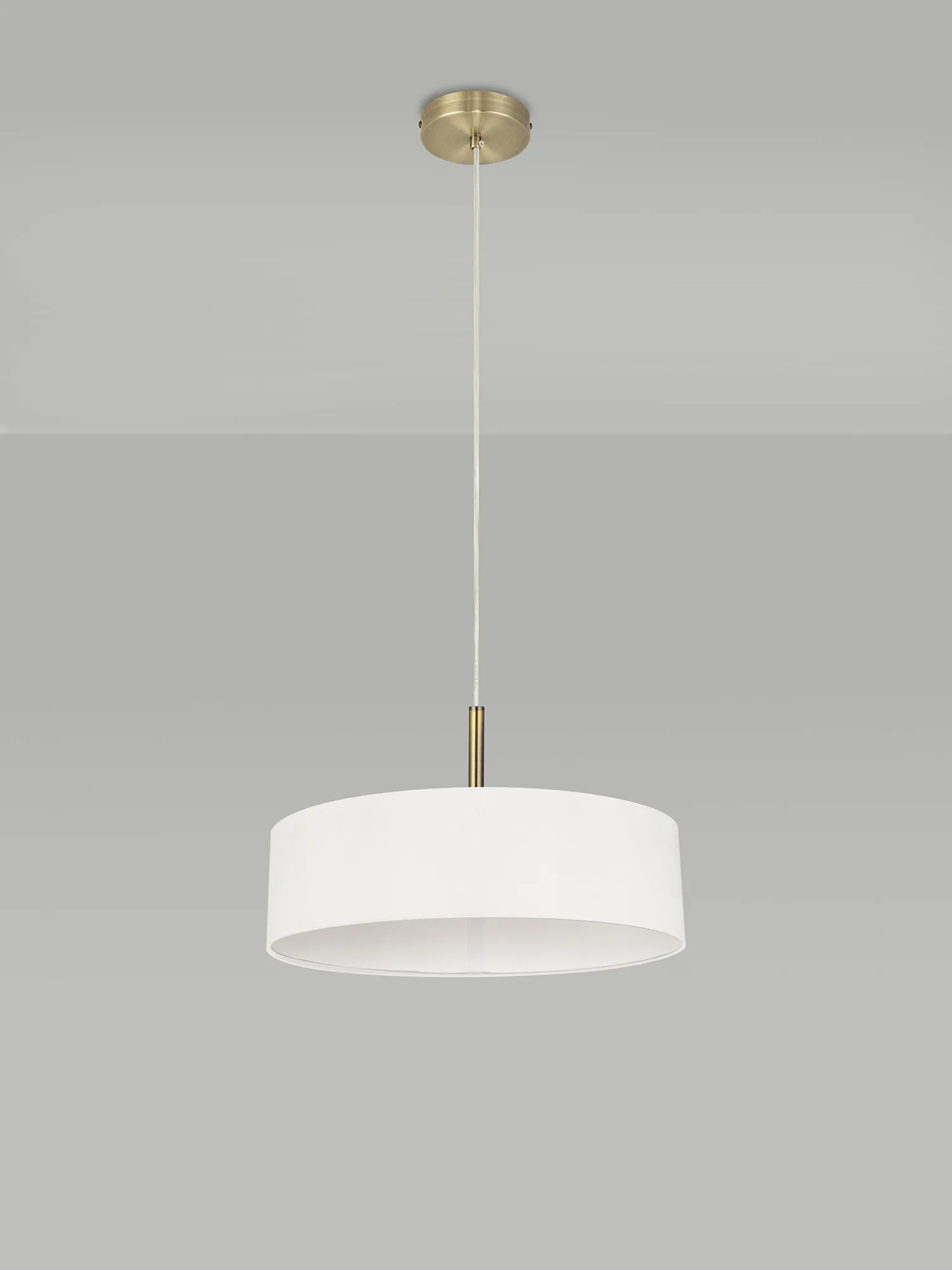 Baymont 45cm 3 Light Pendant Antique Brass, White DK0709  Deco Baymont AB WH